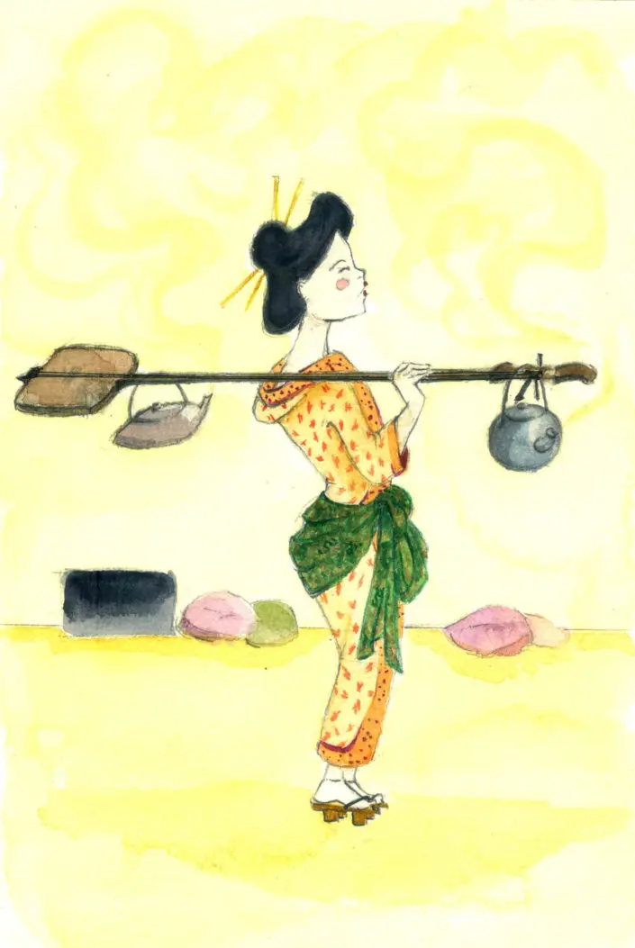 Japonaise et thé